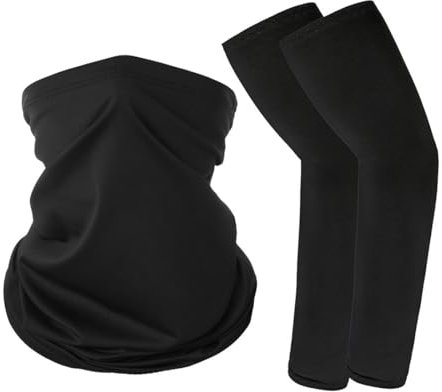 PBAHAUP Manicotti Braccio Raffreddamento Maniche di Protezione Solare Anti UV mascherine Antivento, 3 pezzi Raffreddamento moderato Sport Ciclismo pallavolo all'aperto Guidare protettivi Coprire nero