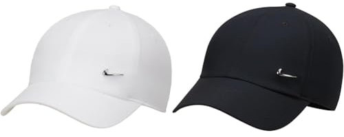 Nike Df Club Baseballkappe White/Metallic Silver M & Dri-Fit Club, Hut Mit Visier, Schwarz/Metallisches Silber, M/L, Unisex Erwachsener