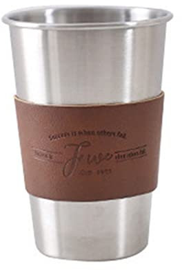 Gebürsteter Edelstahl-Kaffeebecher mit rutschfester Lederhülle, Auto-Reise, Isolierbecher für Getränke, Bier, Kaffee, Edelstahl-Kaffeetassen, isolierte Thermoskanne, Reisebecher