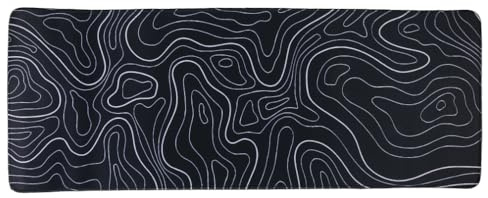 lachineuse - Tapis DE Souris XXL - Carte Topographique - Noir - 800 X 300 X 3 mm - Déco Originale - Antidérapant et Résistant à l'eau - Déco Bureau - Idée Cadeau Japon Asie