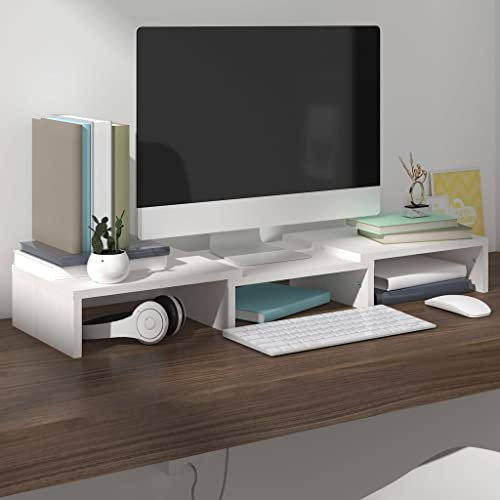 LIANGDONFC fernsehtisch、furnitureMonitorständer Weiß 60x24x10,5 cm Massivholz KieferGeeignet für Vorhangfassaden, Wohnräume und Büros