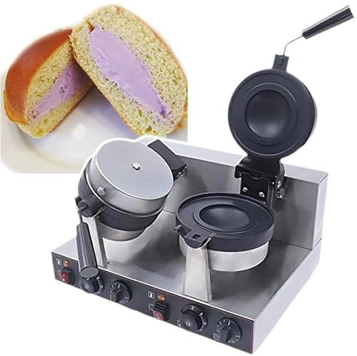 180° Rotating Hamburger Waffle Maker, Non-Stick Electric Burger Press, Ice Cream Sandwich Press, Double-Sided Heating, Anti-Scald Handle, 1300W/2600W,Double