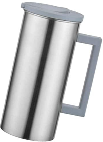 Veesper 1.8 Liter Large Stainless Steel Water Jug, Drinks Juice Beverage Stainless Steel Water Pitcher Steel Water Jug With Lid Grey
