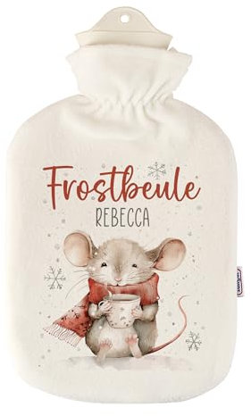 Herz & Heim® personalisierte Wärmflasche mit waschbaren Bezug - verschiedene Designs - perfekte Geschenkidee (Frostbeule)