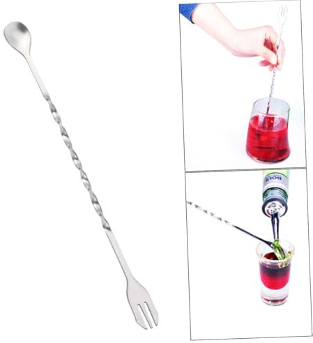 Garneck Set Di Agitatori Per Cocktail in Acciaio Inossidabile 304 A Doppia Testa Con Cucchiaio Forchetta Bastoncino Da Cocktail Agitatore Per Tè Per Miscelazione Barman