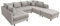 Riess Ambiente Moderne XXL Wohnlandschaft Kent - 305cm - Greige Cord - Bigsofa inkl. Hocker mit Federkern Couch