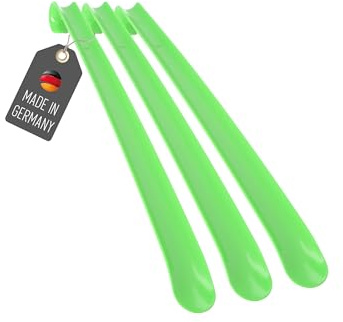 Lantelme 3 Stück Schuhlöffel 50cm Set für Erwachsene und Kinder in Grün | Kunststoff Schuhanzieher stabil | Deutsche Herstellung | Schuhanziehhilfe für Klein und Groß (Grün)