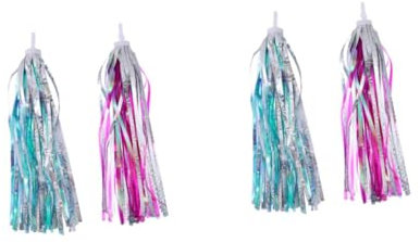 SUPVOX 4pairs Childrens Streamers Boys and Girls Handlebar Streamers Bike Handle Shiny Tassels for Boys and Girls Scooter Decorations