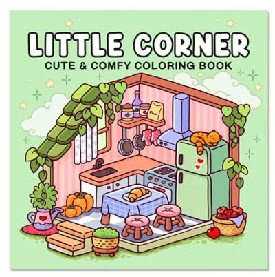 Little Corner Malbuch für Erwachsene und Jugendliche, niedliches und bequemes Malbuch, zum Ausmalen von gemütlichen Räumen, niedliche Illustrationen, super süße Designs, gemütliche Räume, Räume zur
