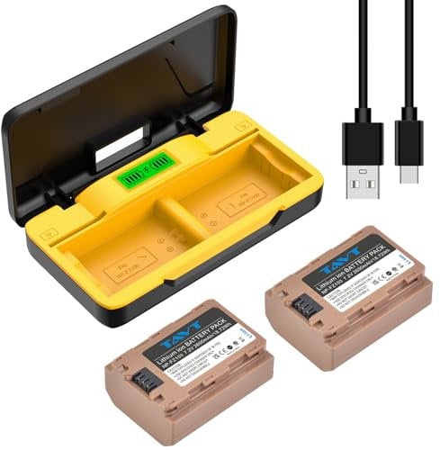 TAVT 2Pcs 2600mAh NP-FZ100 Battery with Dual Battery Storage Charger for Sony ZV-E10II, A1, A7 IV, A7R III, ZV-E1, A7R V, FX30, A6700, A6600, A7C, A9, A9II, A9R