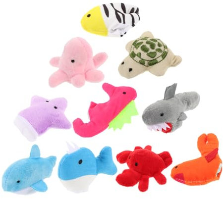 JOINPAYA 10 Stück Fingerpuppen mit Meerestieren Tierfingerpuppen für Kinder Weiche Stoff Fingerpuppen Delfin Schildkröte für Geschichtenerzählen