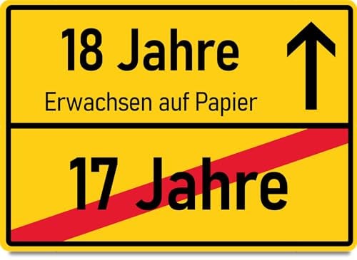 18 Geburtstag Geschenk Karte Ortsschild 18. Geburtstag Holzkarte - Geburtstagskarte mit Umschlag - liebevoll gestaltete Ortsschild-Karte zum 18. Ehrentag, kreative Geschenkidee für Freunde und