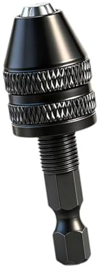 YsXoWiui Hex Shank Drill Chuck Three-Jaw Keyless Drill Chuck Aluminum Alloy Screwdriver Adapter for DIY Projects Workshop Construction Work Assembly, Black