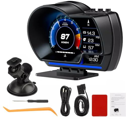 Head up Display Auto, OBD2+GPS Dual System Digitale Anzeige Geschwindigkeit Autozubehör OBD Car Display Drehzahlmesser LCD Messgerät unterstützt Fehlercode Universal Geschwindigkeitsmesser