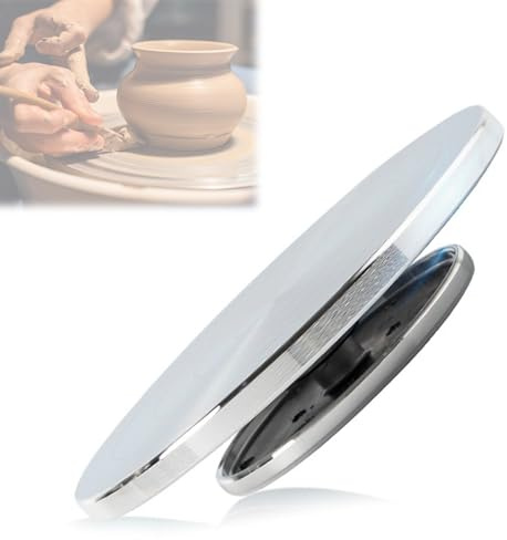 Zephviora Töpferscheibe, 25cm Aluminium Drehscheibe Töpfern Craft Clay Drehteller, Doppelseitige Keramik Drehteller, 360° Drehbar, für Keramik, Tonfiguren