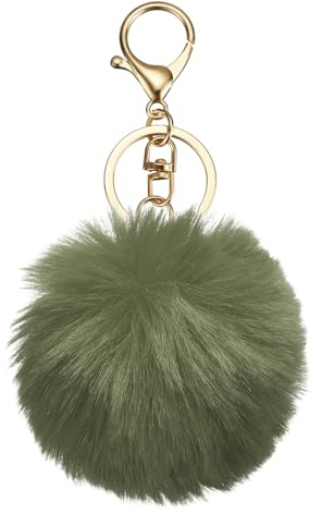 QUARKZMAN Pom Pom Keychain, Pompons De cm En Fausse Fourrure De Lapin, Porte-Clés Doux Et Mignon En Boule Duveteuse Pour Femmes Sac À Main Pendentif DIY Artisanat, / Clair