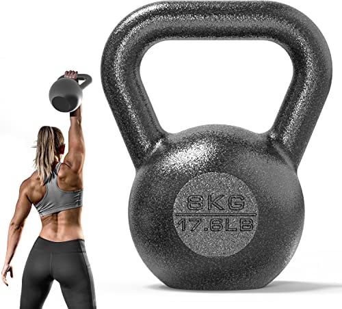 PROIRON Kettlebell Professional Kugelhantel aus Gusseisen, 8kg Gewichten Guss Schwunghantel Kugelgewicht Krafttraining - Schwarz Kettlebells
