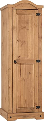 Seconique Corona 1 Door Wardrobe in Distressed Waxed Pine