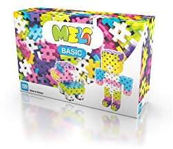 Meli Konstruktionsbausteine Basic Pink 150 | Steckbausteine für Kinder ab 3 Jahre | Kreatives Bauen in 2D & 3D | 150 Teile in 6 Farben | Fördert Motorik & Fantasie