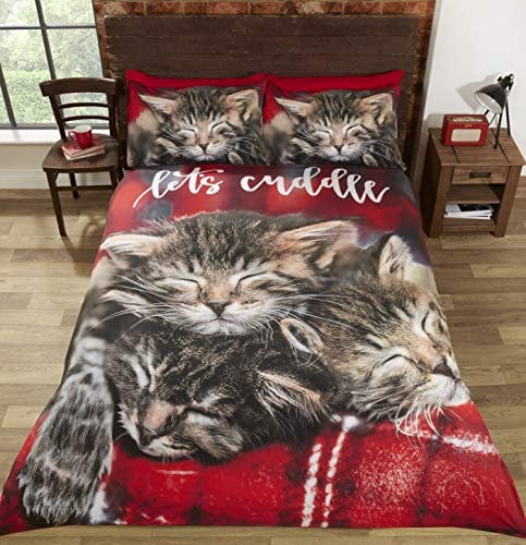 Rapport Home Kuschel-Katzen-König Rapport Cuddle Cats Bettwäsche-Set, Polybaumwolle, Multi, King Size