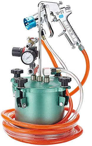 YUNSHINE 2L Neue Verbesserte Pneumatische Nachahmung Stein Farbe Druck Spritzpistole Bunte Lack Airbrush Hochleistungsdruck Eimer Marmor Farbe Kaliber Optional (3.0Cal)