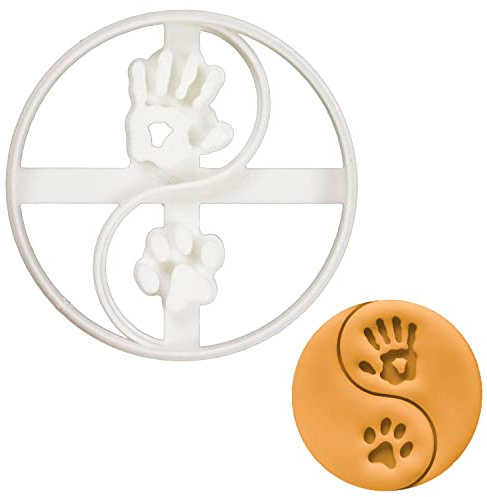 Yin Yang Hund Paw Print und menschliche Hand Ausstechform, 1 Teil