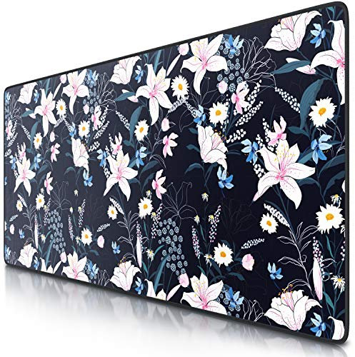 CSL – Tappetino per mouse XXL per gaming, 900 x 400 mm, XXL con motivo – Sottomano grande dimensione – migliora la precisione e la velocità – anche per mouse e tastiera Roccat Razer Logitech – Flowers