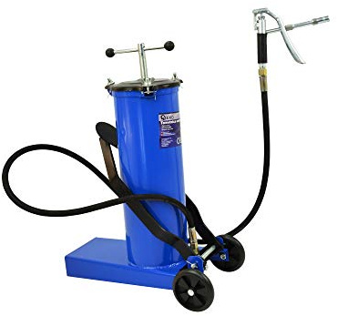 BSD Pompa a Grasso - Ingrassatrice, Pompa Ingrassaggio, Ingrassatore a Barile, Ingrassatore con Pompa a pedle - 6L - Tubo 1,8m