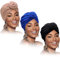 SATINIOR 3 Stücke Afrikanischen Turban für Damen Knoten Pre-Gebunden Motorhaube Hut Kopfbedeckung (Schwarz, Blau, Khaki)