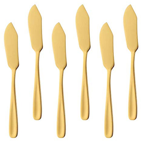 SBOMHS klein Buttermesser Set Edelstahl Gold Dessertmesser 6-teiliges Länge 15,5 cm Nutella Streich Messer für Butter Sahne