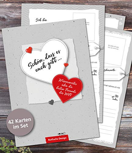 Gästebuch-Karten zum Geburtstag, Konfirmation, Kommunion, Taufe – „Schön, dass es euch gibt“ | zum Ausfüllen | für Erwachsene | Jugendliche | Geschenk-Idee