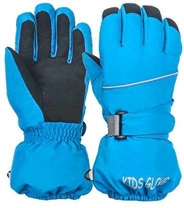 Ski Handschuhe für Kinder - wasserdichte und Winddichte Winterhandschuhe Warm Sporthandschuhe Fahrradhandschuhe Snowboard Handschuhe für Outdoor Sport in Winter Blau M