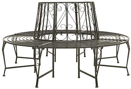 Tidyard Garten Baumbank Gartenbank Rundbank Parkbank Sitzbank Gartenmöbel Sitzgruppe Metallbank Terrassenbank 160 cm Stahl