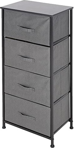 ML Design Kommode aus Stoff mit 4 Schubladen 45x30x94cm Grau, Schwarzes Metall-Regal/MDF-Platte, Schubladenschrank Schrank Kleideraufbewahrung Sideboards Schubladenbox für Wohnzimmer Schlafzimmer Flur