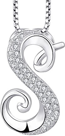 starchenie 925 Silber Buchstaben Halskette S Anhänger Initiale mit 3A Zirkonia für Damen Geburtstagsgeschenk