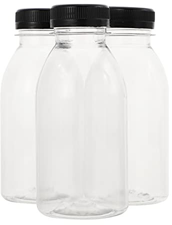 YARNOW 10 Pièces Vide Bouteilles De Jus en Plastique avec des Bouchons Réutilisables Clair en Vrac Les Contenants De Boissons avec Noir à Vis Inviolable Couvercles pour Le Jus Et