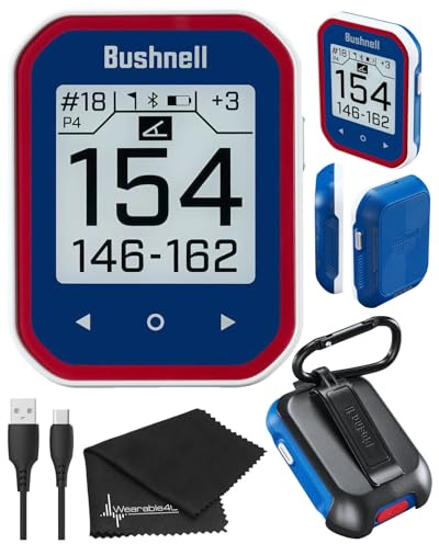 Bushnell Phantom 3 Slope Golf GPS Rangefinder (Blue) with BITE Magnetic Mount and GreenView with Slope-Adjusted Distances, 38,000+ Courses, Auto Hole Advance with Wearable4U Cleaning Cloth Bundle