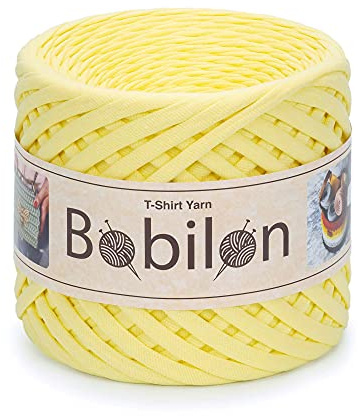 T-Shirt-Garn, Fettuccine-Spaghetti-Knäuel, Bio-Baumwolle, zum Häkeln, Stricken, für Makramee, 3–5 mm, zitronengelb