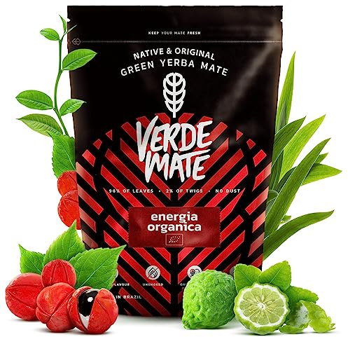 Verde Mate Yerba Maté Bio Energia Guarana 500g | Thé Maté Vert Bio du Brésil | Riche en Caféine & 100% Naturel