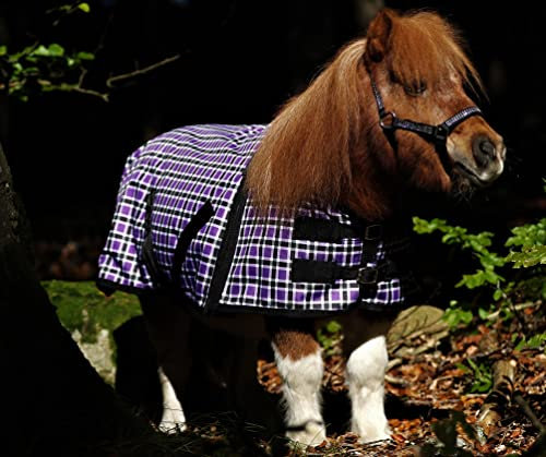 1200 Denier Regendecke Outdoordecke Karo Lila Fleece Lining o Gramm 65 70 75 85 95 100 cm Tysons Minishetty Mini Shetty Minipony (75)