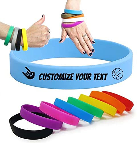 Temeite Kautschukarmband, 100% umweltfreundliches Silikonmaterial, trendiges Design und, für alle Altersgruppen geeignet, Regenbogen-Silikonarmband, personalisiertes Armband (Farbe: Himmelblau)