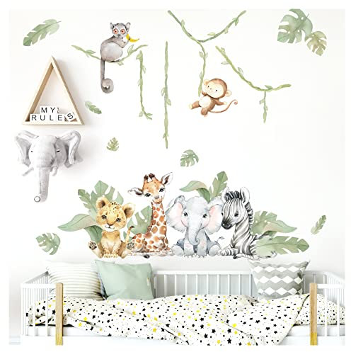 Grandora XXL Wandsticker Set Safari Tiere Wandtattoo Baby Kinderzimmer DL807-2