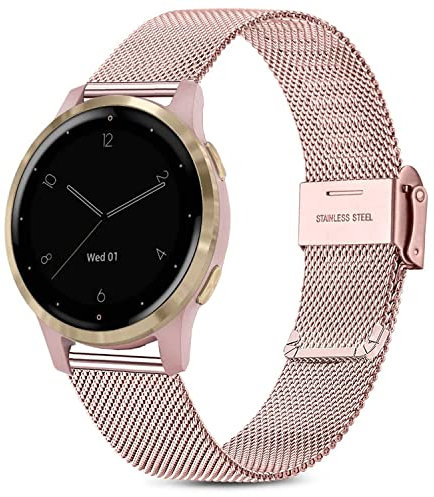 Issinlky Armband für Garmin Vivoactive 4S/Venu 2S/Venu 3S/Vivomove 3S, 18 mm Edelstahl Metall Armband für Fossil Damen Gen 6/5E/Q Venture HR Gen 4/3