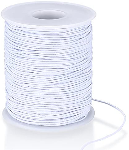 Cordoncino Elastico, 1 mm x 100m/328ft Corda Elastica, Corda di Filo Elastico in per Perline, Braccialetto, Bracciali, Vestiti, Gioielli Fai da Te - Bianco