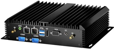 Mavsloly Fanless Industrial PC, Mini Computer with Core i7-5500U, 16G RAM 256G SSD, Dual NIC, 2*COM RS232, Wi-Fi 5, 1*HDMI 1*VGA, Low Power, Support Wake On LAN/Auto Power On, Windows 10 Pro