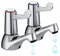 Par de 2 grifos para lavabo de baño con palanca de cerámica cromada y latón para agua caliente y fría, par de grifos de lavabo modernos para baño y cocina