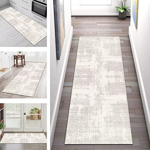 Teppich Läufer Flur Küche rutschfest Waschbar Teppichläufer Lang Matte 80X200CM Küchenläufer Küchenteppich Meterware, Beige Abstrakt 3D Korridor Tepiche Schlafzimmer Esszimmer Breite 40-120cm