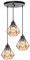 iDEGU 3-flammig Hängelampe 16CM Industrie Pendelleuchte Vintage Lampenschirme aus Metall und Hanfseil Käfig Design Retro E27 Schwarz Pendelleuchte für Esszimmer Wohnzimmer (3-flammig, Rondell)