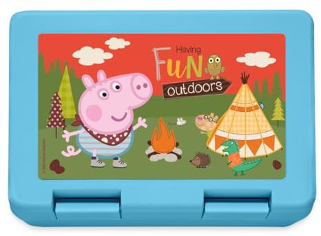 Spreadshirt Peppa Wutz Outdoor Abenteuer Camping Zelten Brotdose Lunchbox, One size, Saphirblau