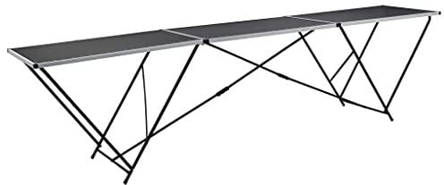 Tapeziertisch klappbar Stabiler Arbeitstisch Mehrzwecktisch mit Messskala Flohmarkttisch 300 x 60 cm Multifunktionstisch bis 30,0 kg belastbar, MDF und Aluminium